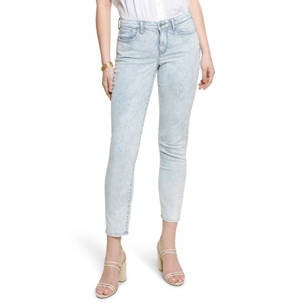 NYDJ Easy Fit Crop Slim Jeans In Granada Stripe 6 light blue
